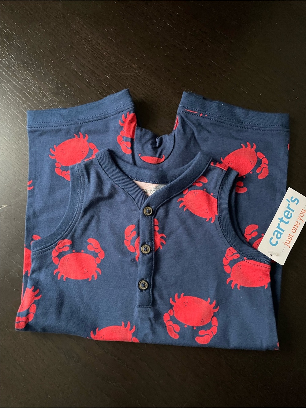 Carter's Navy Blue Romper with Red Crab Print - Picture 3 of 7